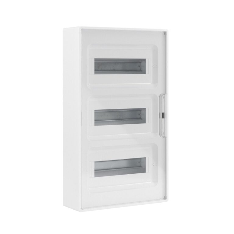 Щиток 36 модулей настенный FRAME для монтажа в жилых и административных помещениях. Применяется для установки модульных устройств. Установка стандартных латунных шин возможна по всем стенкам корпуса щитка. Единый корпус шинодержателя можно разделить на сегменты, и использовать отдельно. Симметричный корпус щитка позволяет открывать дверь слева или справа. Количество модулей - 36. Цвет корпуса белый, цвет двери - прозрачная, ширина - 311,6 мм, высота - 529,1 мм, глубина - 102,8 мм. Материал - термостойкий и ударопрочный пластик. В комплекте: DIN-рейка из гальванической оцинкованной стали, сборочные винты для сборки щитка, 4 шины PEN 2 на 8 отверстий + 2 на 10 отверстий, 2 шинных держателя на 7 сегментов, наклейки для маркировки, инструкция по сборке.