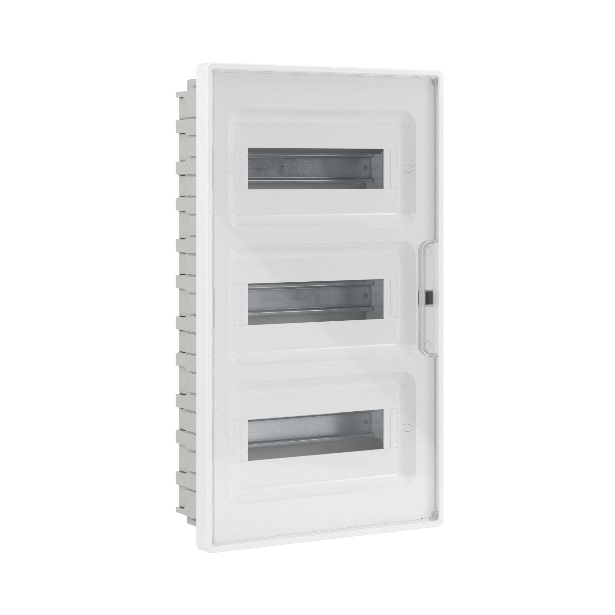 Щиток 36 модулей для полых стен FRAME Щиток 36 мод встраиваемый для полых стен FRAME, белый, с прозрачной дверцей, с 4 шинами PEN (2шт на 8 отв. и 2шт на 10 отв.)