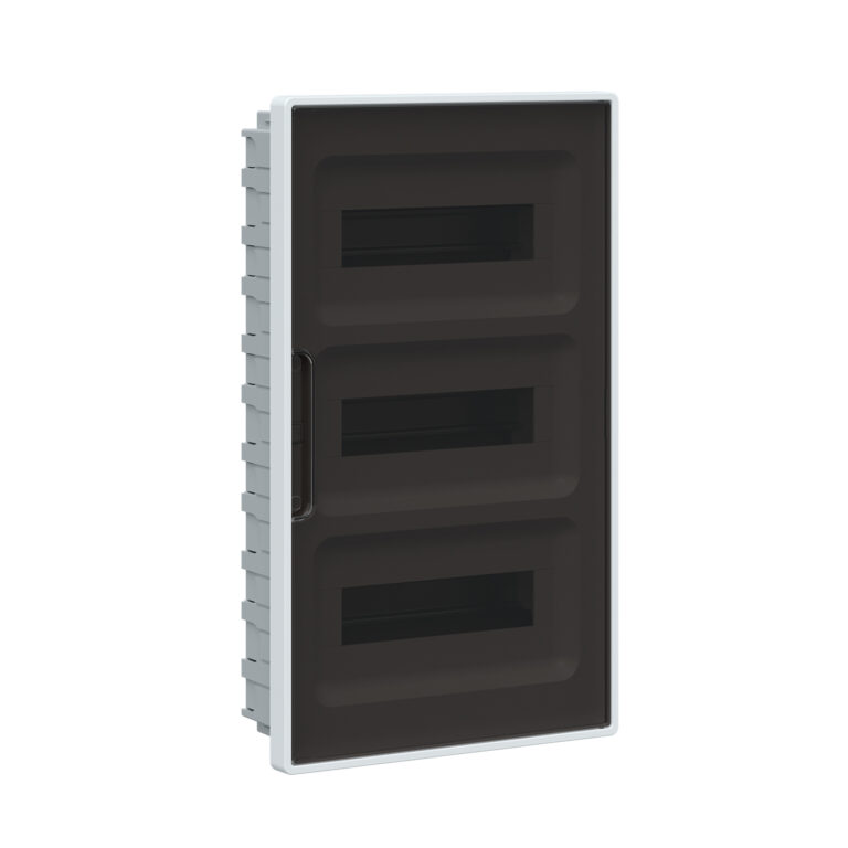 Щиток 36 модулей для полых стен FRAME Щиток 36 мод встраиваемый для полых стен FRAME, белый, с тонированной дверцей, с 4 шинами PEN (2шт на 8 отв. и 2шт на 10 отв.)