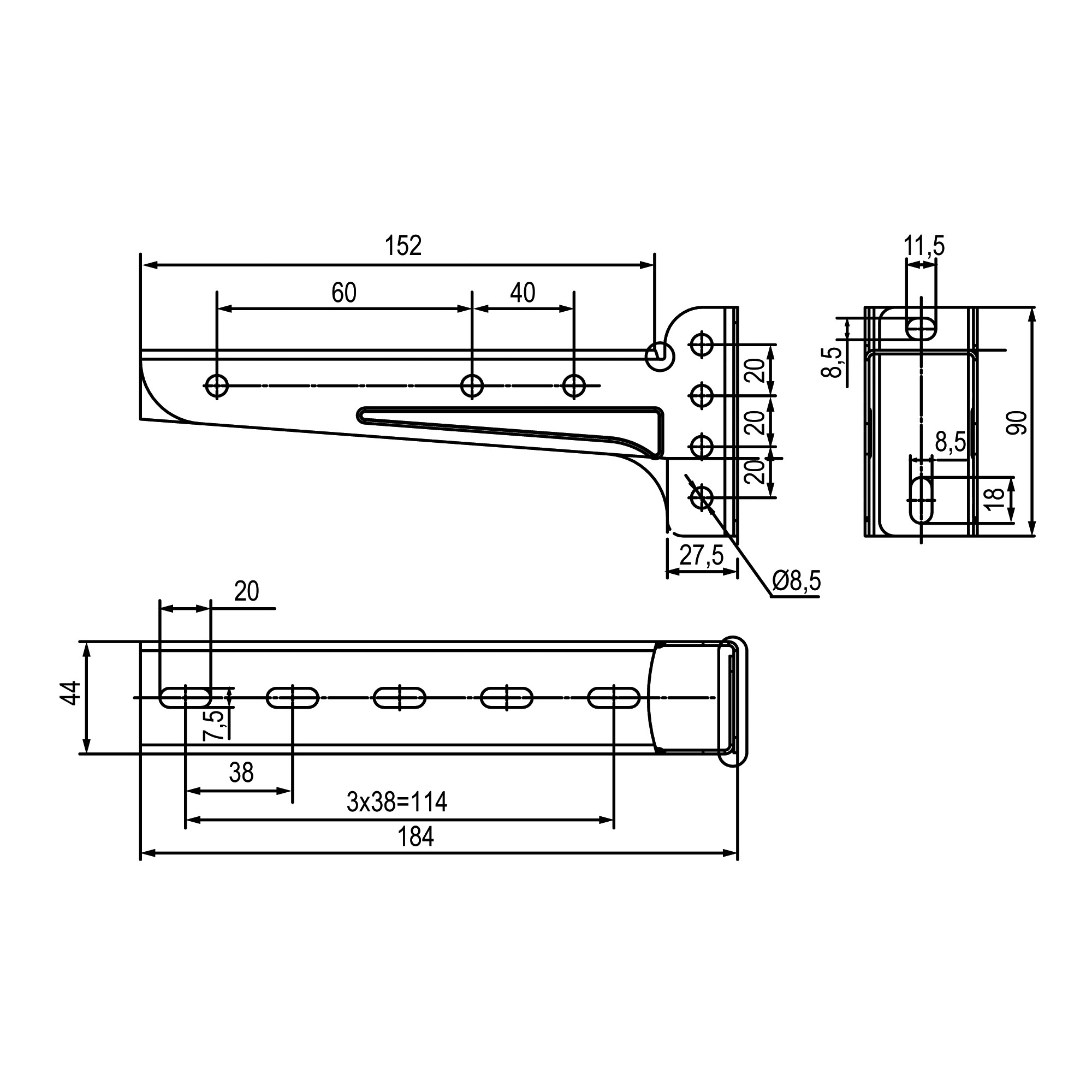Консоль универсальная осн. 150 мм Консоль универсальная осн. 150 мм HDZ — изображение 4