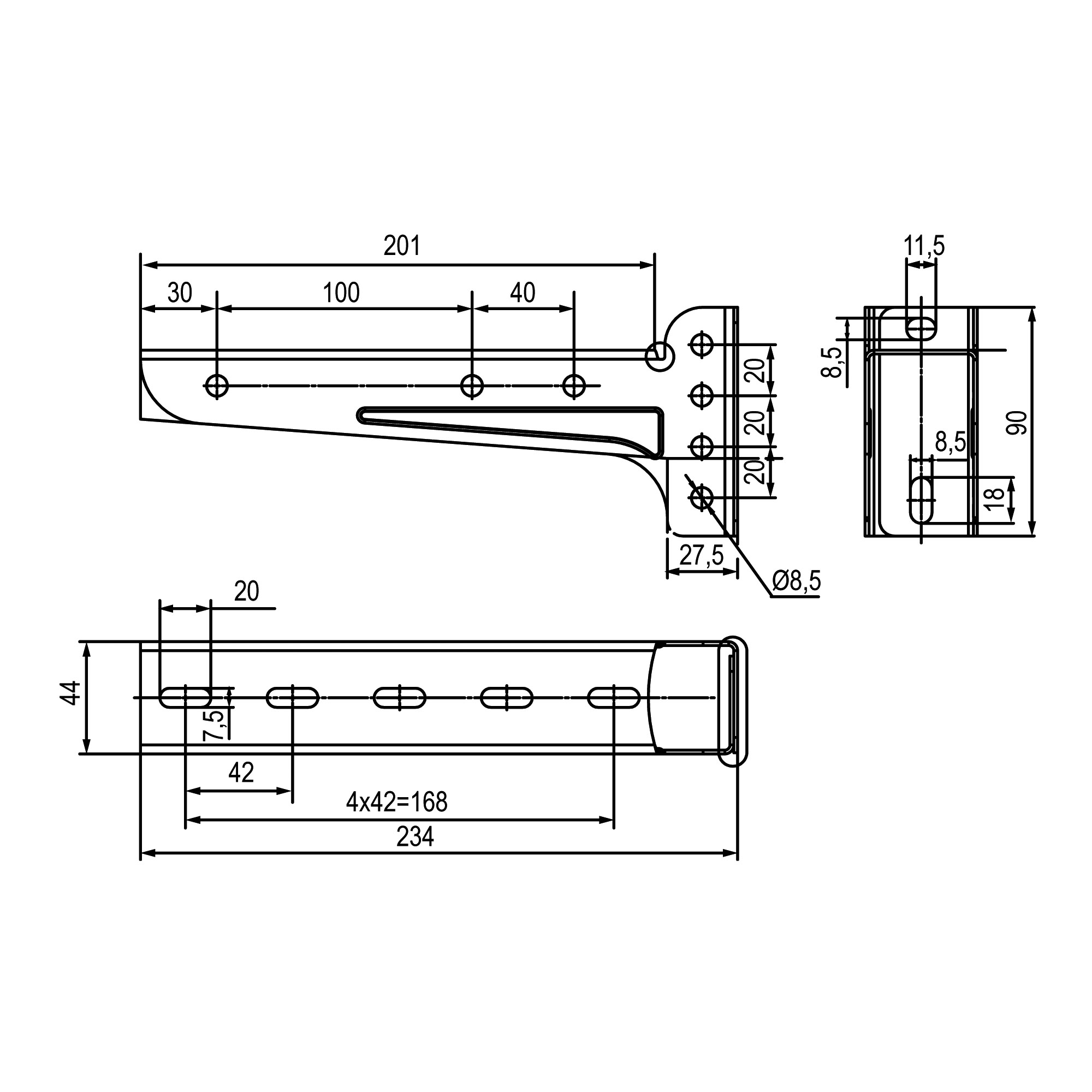 Консоль универсальная осн. 200 мм Консоль универсальная осн. 200 мм — изображение 2