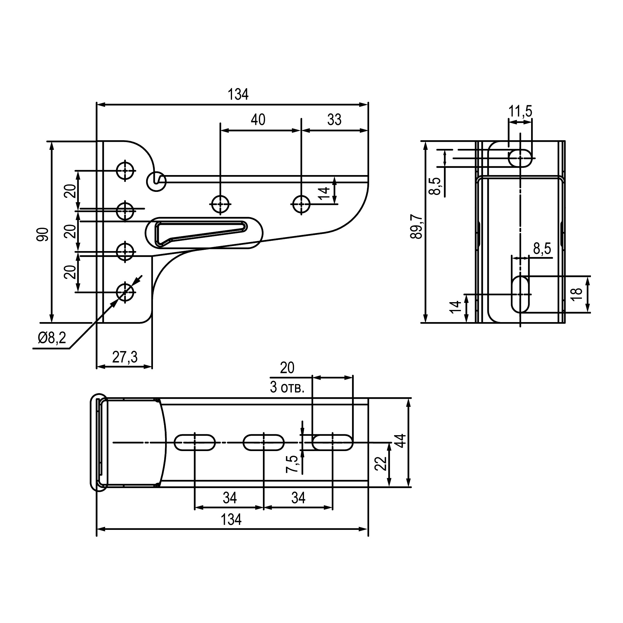 Консоль универсальная легкая осн. 100 мм Консоль универсальная легкая осн. 100 мм, HDZ — изображение 2