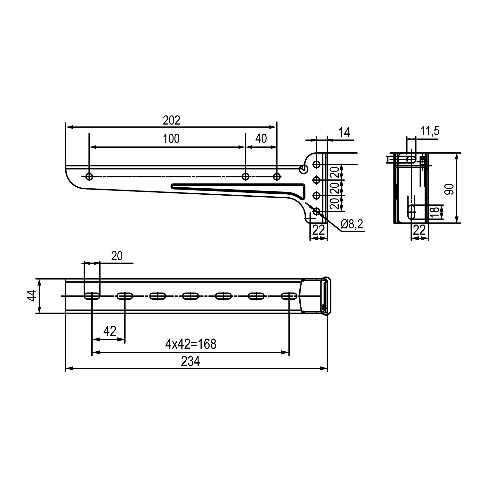 Консоль универсальная усиленная осн. 200 мм Консоль универс. усиленная осн. 200 мм HDZ — изображение 4