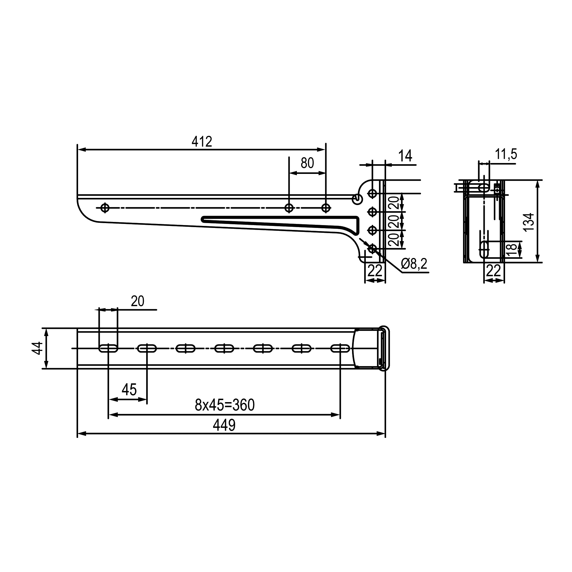 Консоль универсальная усиленная осн. 400 мм Консоль универс. усиленная осн. 400 мм HDZ — изображение 4